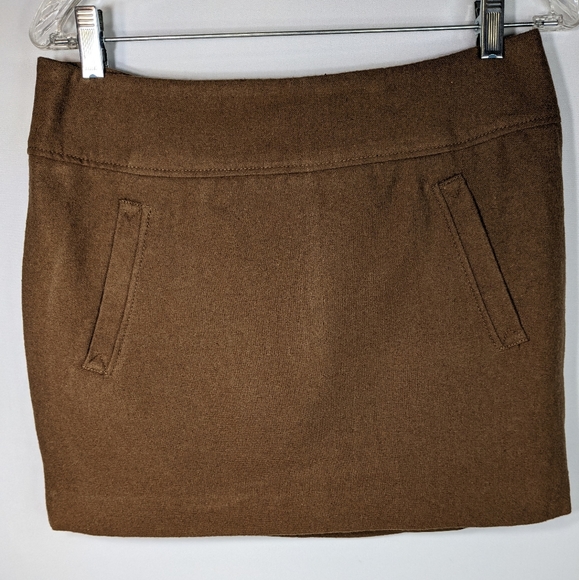 H & M Wool Mini Skirt women's brown lined quarter zip size Small K-1 - Picture 1 of 15
